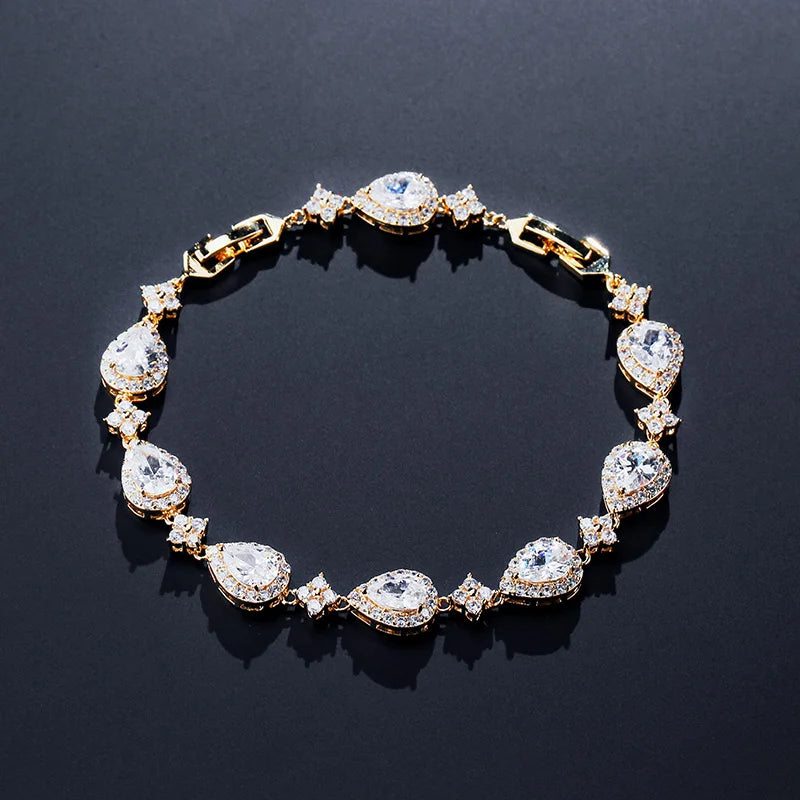 Water Drop CZ Tennis Bracelet for Women Bridal Jewelry