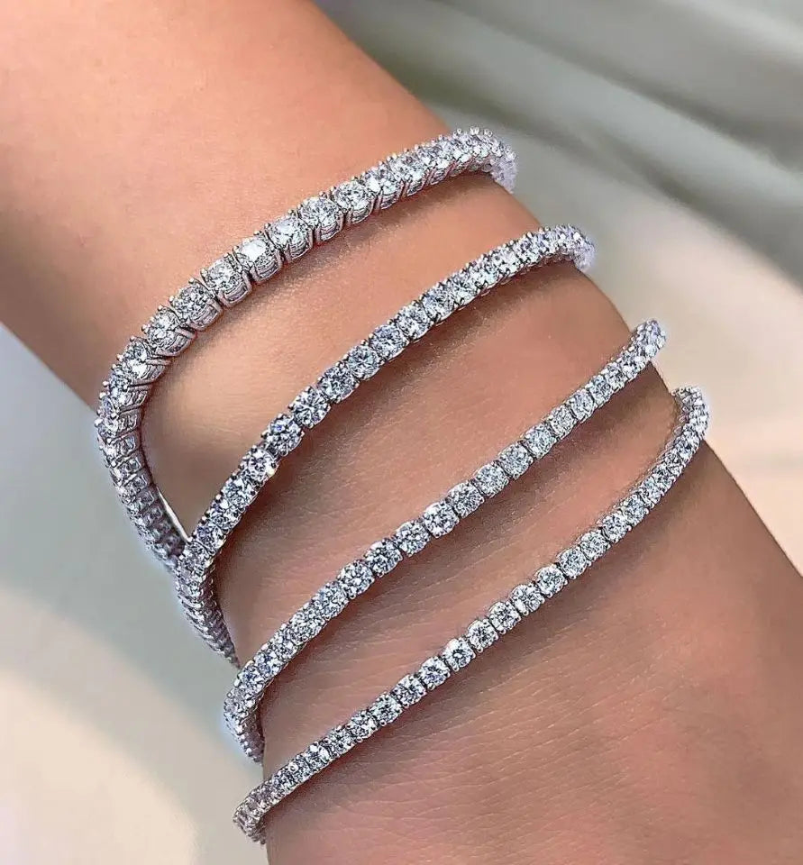 Sterling Silver Round Zircon Tennis Bracelet